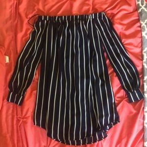 Forever 21 Off the Shoulder Dress Navy Blue